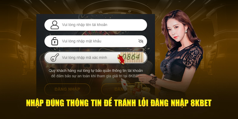Form thông tin đăng nhập 8KBET